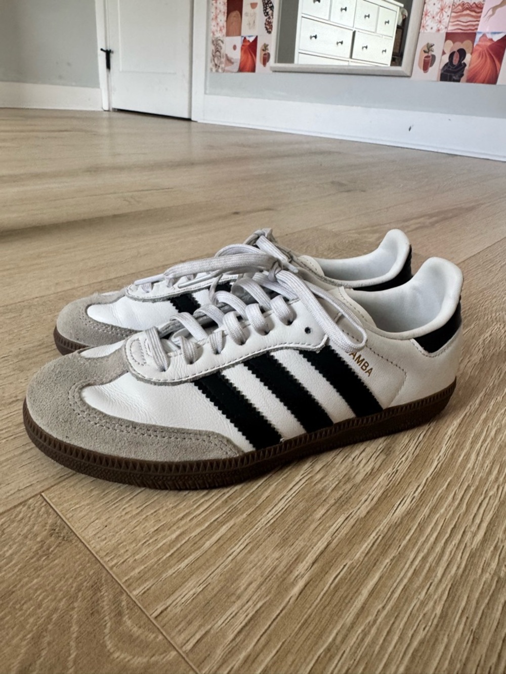 adidas White, Black & Brown Samba Low-Top Sneakers